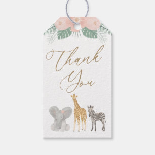 Girl Safari Animals Baby Shower Gift Tags
