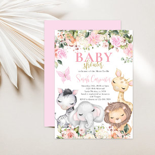 Girl Safari Baby Shower Invitation