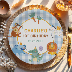 Girl Safari Zoo Animals Birthday Party Paper Plate