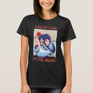Girl Samurai Katana Warrior Fighter Japanese Flag  T-Shirt