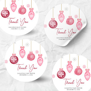 Girl Santa Baby Christmas Baby Shower Classic Round Sticker