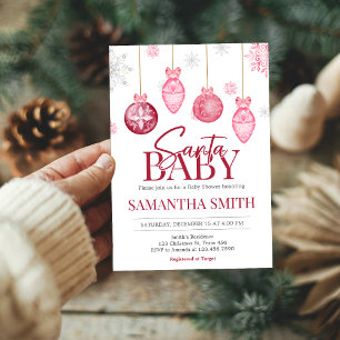 Girl Santa Baby Christmas Baby Shower Invitation