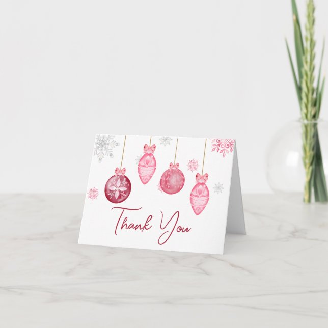 Girl Santa Baby Christmas Baby Shower Thank You Card (Front)