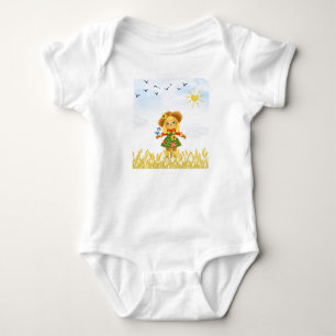 Girl Scarecrow Bird on Arm Baby Bodysuit