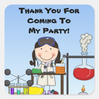 Girl Science Birthday Customised Stickers