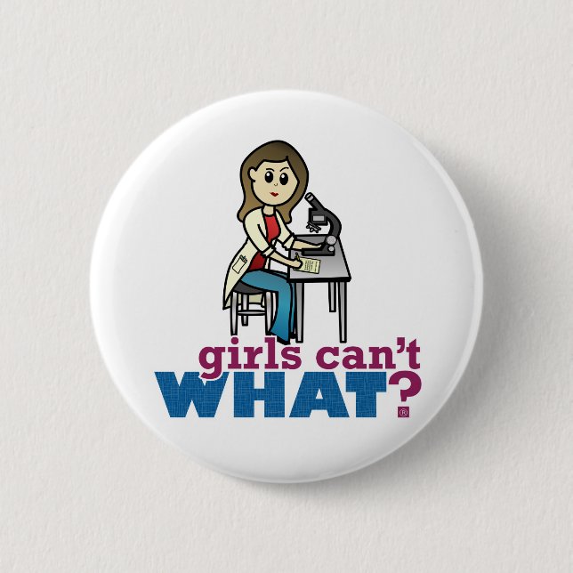 Girl Scientist 6 Cm Round Badge (Front)