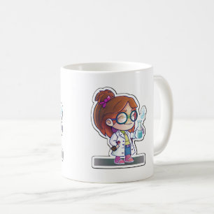 Girl Scientist Sticker Art Classic Mug, 11 oz Coffee Mug