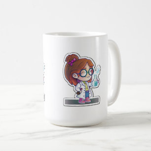 Girl Scientist Sticker Art Classic Mug, 15 oz Coffee Mug
