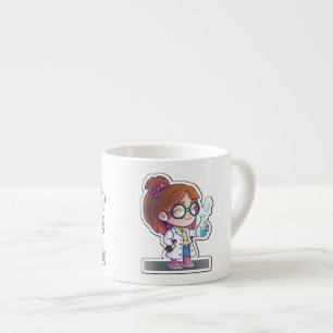 Girl Scientist Sticker Art Espresso Mug 