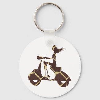girl scooter dark giraffe key ring