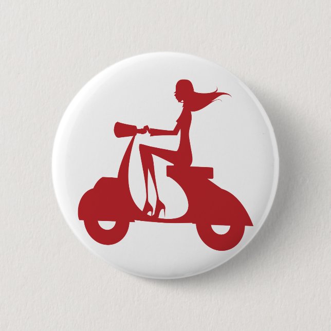Girl Scooter red 6 Cm Round Badge (Front)