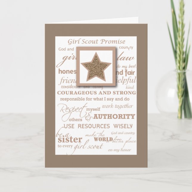Girl Scout Bronze Award Congratulations with Star Card (Front)