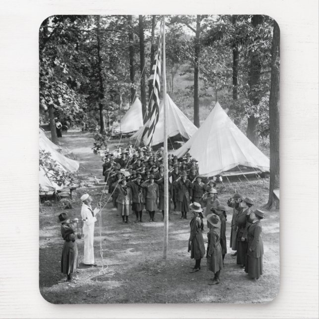 Girl Scout Flag-Raising: 1919 Mouse Pad (Front)