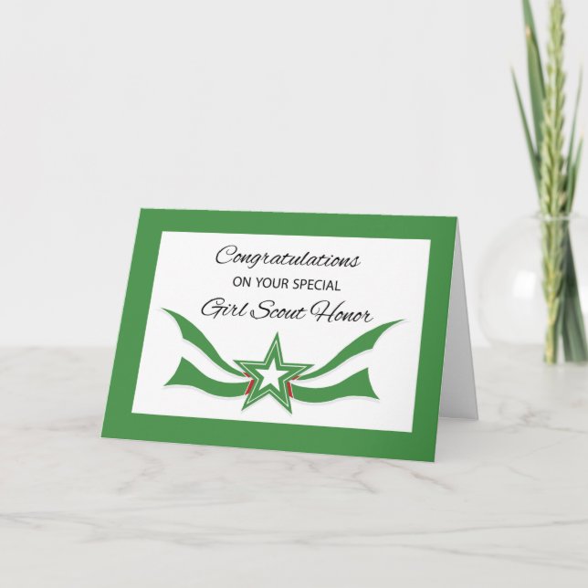 Girl Scout Honour Congratulations on Award Star Card (Front)