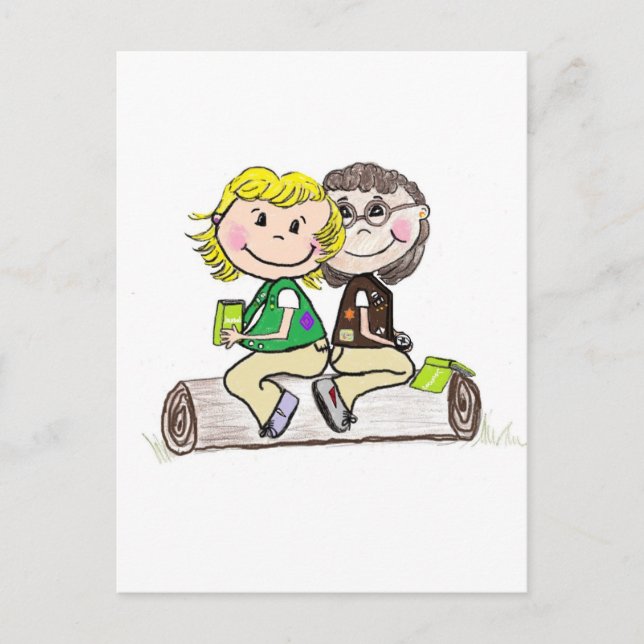 Girl Scout Junior Brownie Outdoors Postcard (Front)