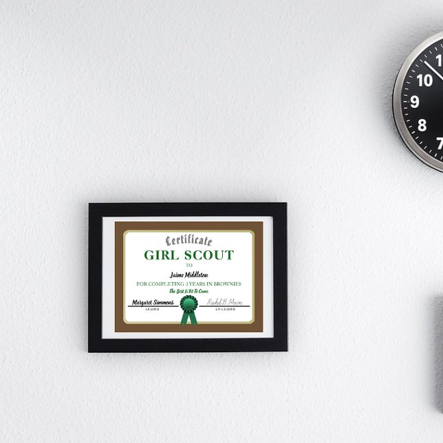 Girl Scouting Brownies Service Certificate (Creator Uploaded)