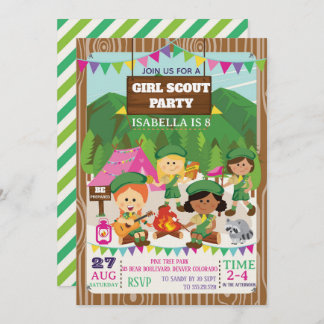 Girl Scouts Camping Birthday Party Invitation