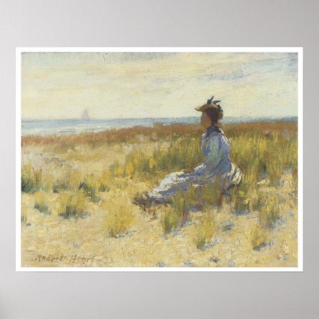 Girl Seated by the Sea, 1893 Robert Henri Poster (Front)