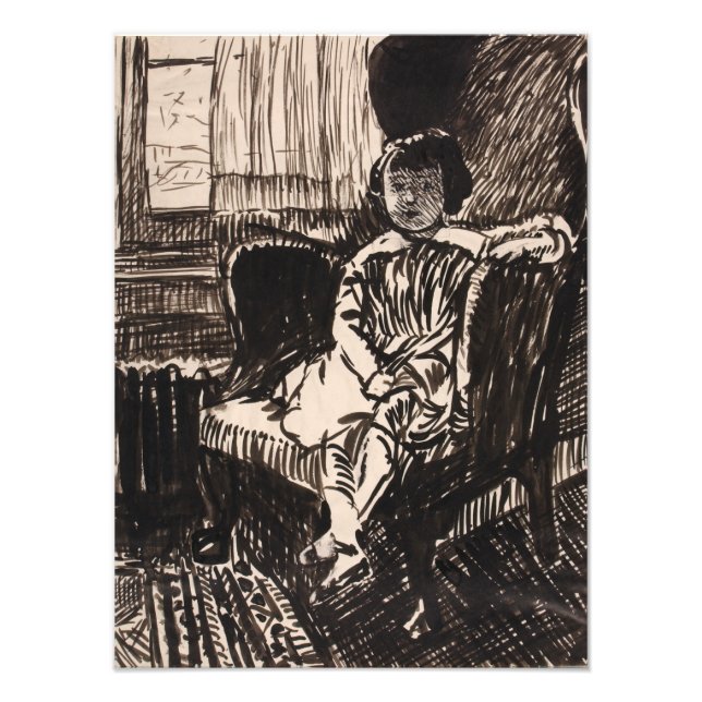 Girl Seated in Chair (ca. 1917-1918)  Canvas Print (Front)