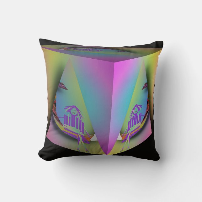 Girl Seated In Pyramid Cube Cushion (Front)