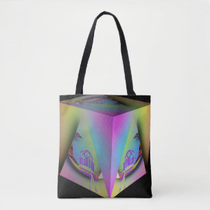 Girl Seated In Pyramid Cube Tote Bag