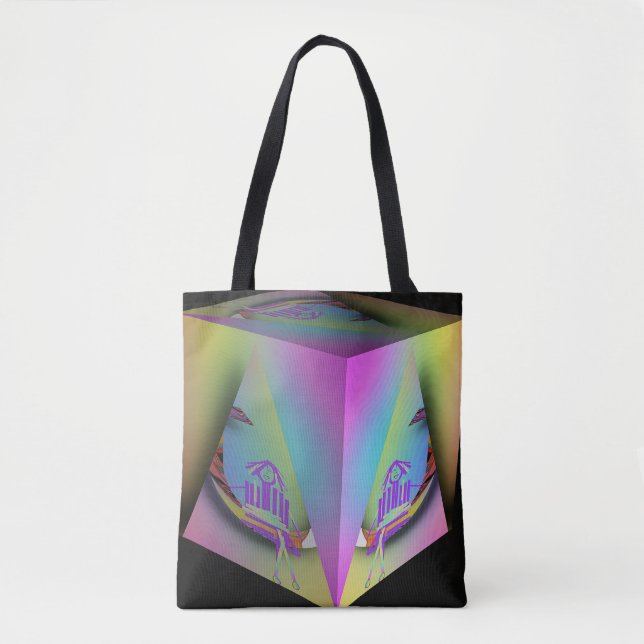 Girl Seated In Pyramid Cube Tote Bag (Front)
