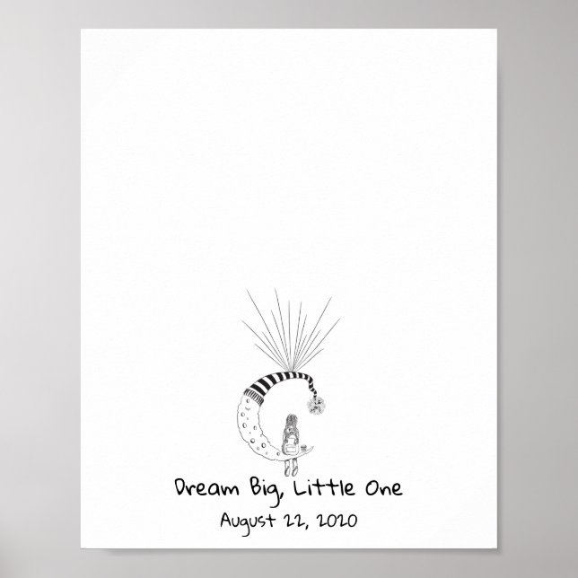 Girl Seating On The Moon Fingerprint Balloon Book  Poster (Front)