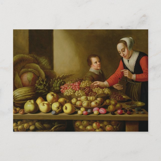 Girl selling grapes postcard (Front)