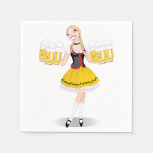 Girl Serving Beer Paper Napkins