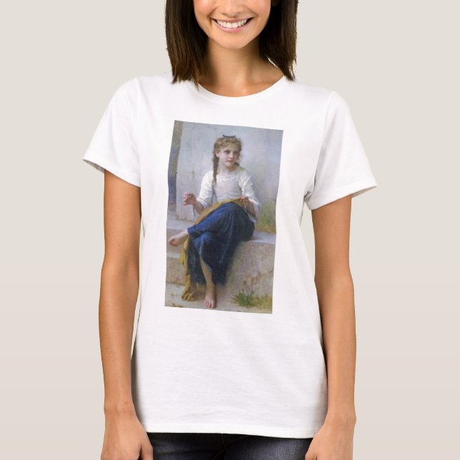 Girl Sewing, Bouguereau T-Shirt (Front)