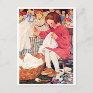Girl Sewing, Jessie Willcox Smith Postcard