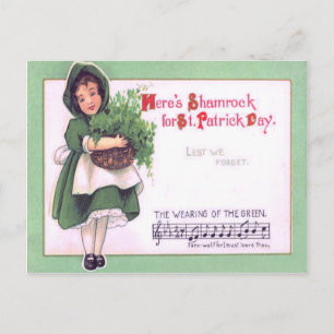 Girl Shamrock Wearing of The Green Postcard