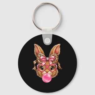 Girl Shirt Bunny Rabbit Face Leopard Glasses Key Ring