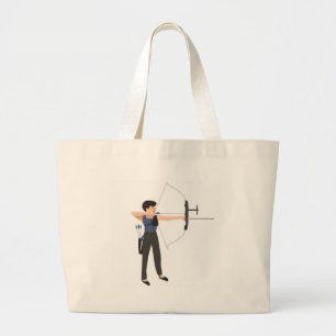 girl shooting archery large tote bag
