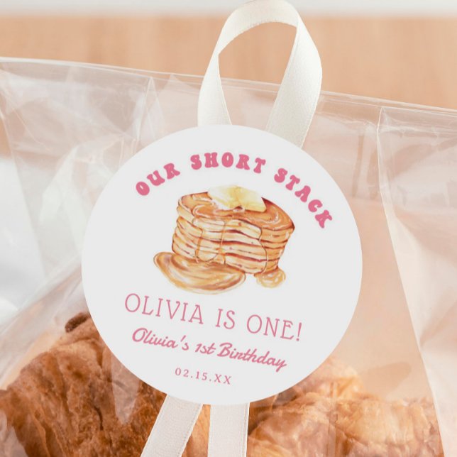 Girl Short Stack Pancake Breakfast Birthday Party Classic Round Sticker (Creator Uploaded)