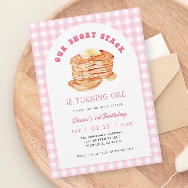Girl Short Stack Pancake Breakfast Birthday Party Invitation (Creator Uploaded)