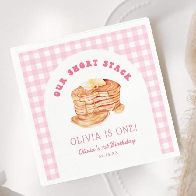 Girl Short Stack Pancake Breakfast Birthday Party Napkin (Creator Uploaded)
