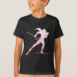 Girl Silhouette Cross Country Skiing Winter Sports T-Shirt
