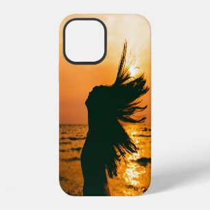 Girl silhouette, sea sunset, freedom. iPhone 12 case