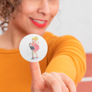 Girl Singing Classic Round Sticker