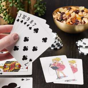 Girl Singing Playing Cards