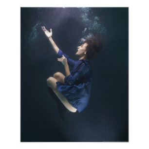 Girl singing under water Photo Enlargement Print