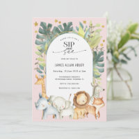 Girl sip and see safari themed baby