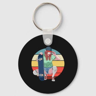 Girl Skater Skateboarder Girls Skateboarding Women Key Ring