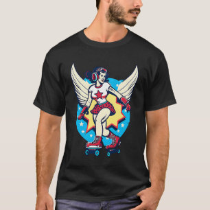 Girl Skating Wings Roller Derby T-Shirt