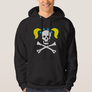 Girl Skull & Crossbones With Pigtails Dark Woman Hoodie