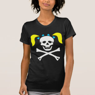 Girl Skull & Crossbones With Pigtails Dark Woman T-Shirt