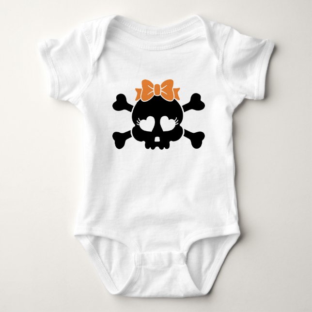 Girl Skull Halloween Spooky Girl  Baby Bodysuit (Front)