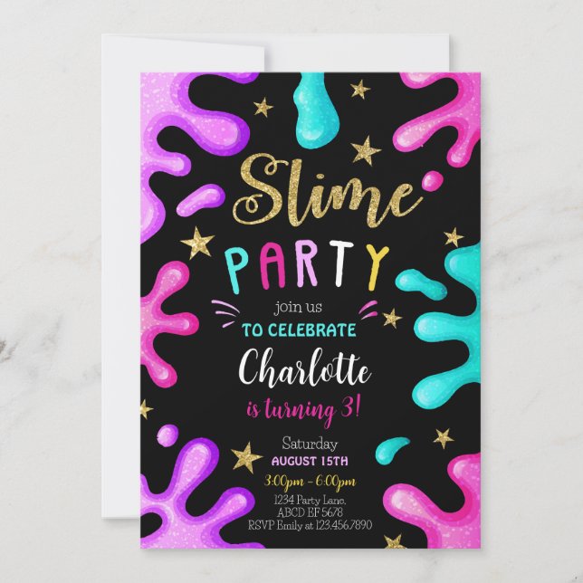 Girl Slime Party Birthday Invitation (Front)
