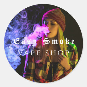 Girl Smoke Vape Shop Business Classic Round Sticker